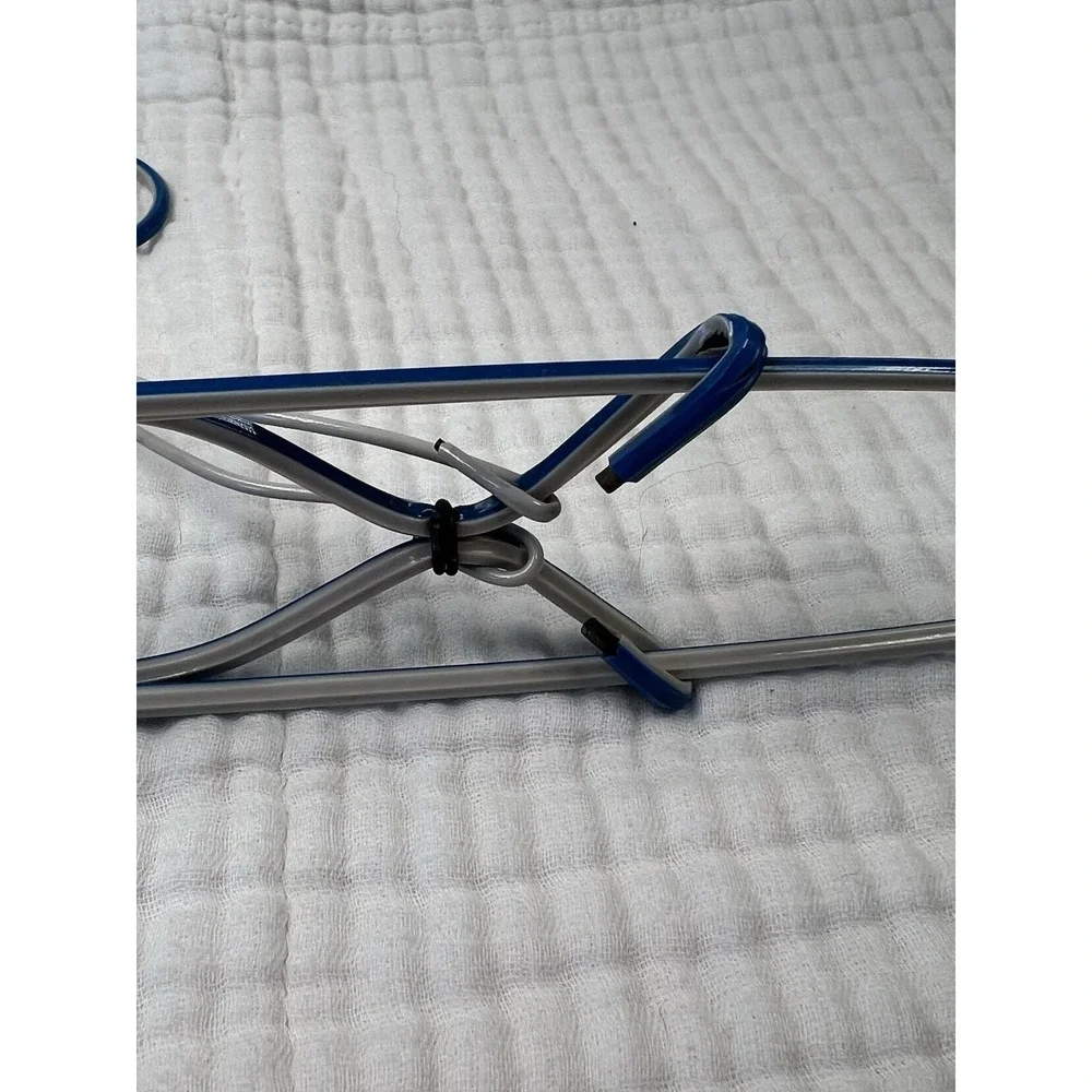 Vintage Folding Wire Travel Clothes Hanger Blue Vinyl Coated Collapsible Luggage